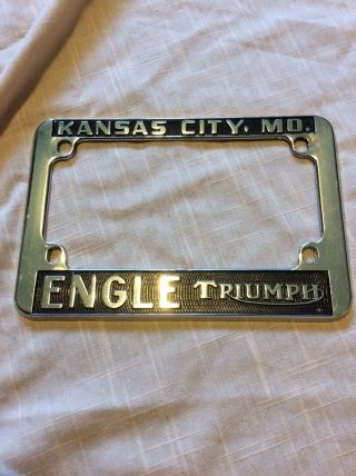 Vintage Motorcycle License Plate Frame Triumph Engle Kansas City Missouri Mo