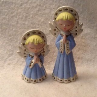 Vintage Ceramic Christmas Angels Decor Set Of 2 Holiday Figure Decorations