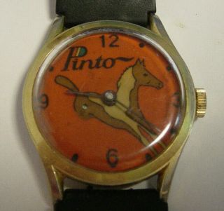 Vintage Ford Pinto Watch Swiss Made Wrist Pony Orange Black