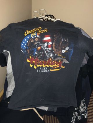 Vintage 1984 Harley Davidson T - Shirt ‘american By Birth,  Harley Rider By Choice’