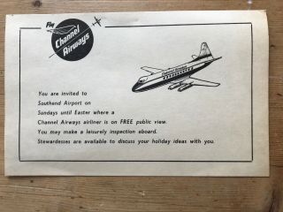 Channel Airways Vickers Viscount Southend Public Viewing Card