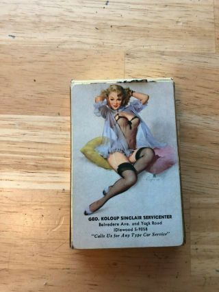 Vintage Pinup Girl Playing Cards Remembrance Geo.  Koloup Sinclair Servicenter