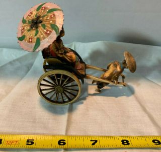 Antique/vintage Japanese Celluloid Lady In A Pulled Rickshaw