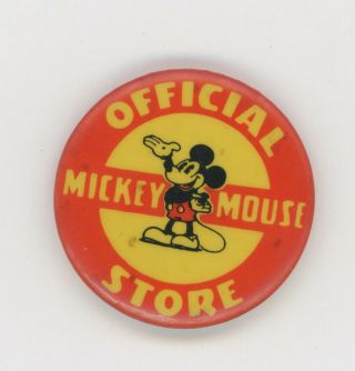 1937 Mickey Mouse Official Store Pinback Button,  Kay Kamen Ltd.