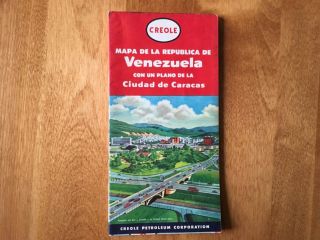 1956 Venezuela Esso Road Map & Geographical Glimpse 1957 2