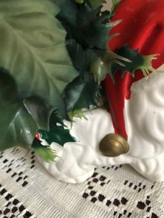 Christmas VINTAGE Planter WHITE PUPPY DOG SANTA HAT BY Napco Napcoware 3