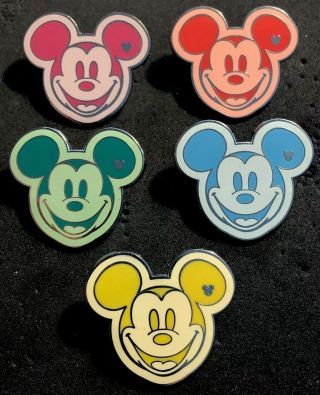 Disney Wdw 2009 Hidden Mickey Series Iii Colorful Mickeys Five Pin Complete Set