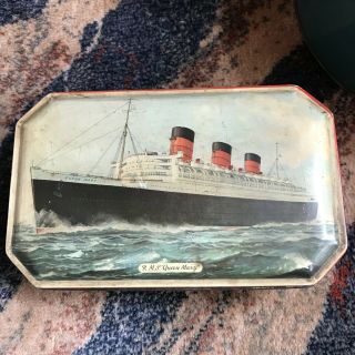 Rms Queen Mary Print Tin Box Cover Bensons English Toffee Candy Confections