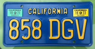 1971 / 1972 California License Plate