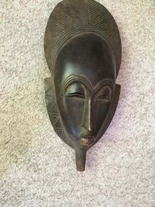 Baule Style Ivory Coast African Vintage Modern Design Carved Wood Tribal Mask 2