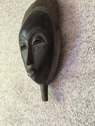 Baule Style Ivory Coast African Vintage Modern Design Carved Wood Tribal Mask 3