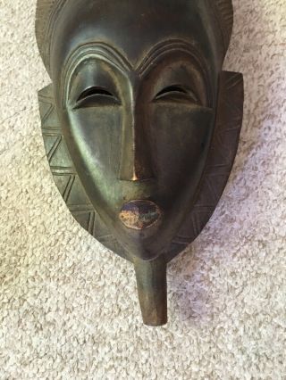 Baule Style Ivory Coast African Vintage Modern Design Carved Wood Tribal Mask 6