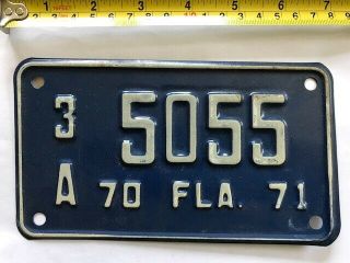 1970 1971 Florida Motorcycle License Plate 3a 5055