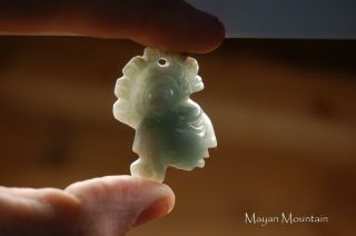Medium Size Mayan Face Carving Guatemalan Jadeite Jade Warrior Pendant Maya 6