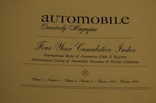 Automobile Quarterly index vol 5,  6,  7,  8 3