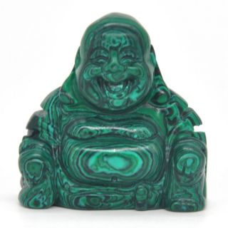 Malachite Turquoise Quartz Crystal Laughing Maitreya Buddha Figurine Statue 1.  4 "