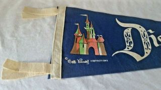 Vintage Disneyland Cinderella ' s Castle WALT DISNEY PRODUCTIONS Pennant 24 