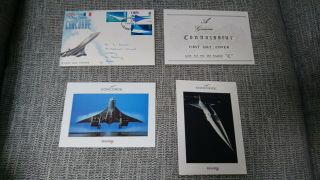 2x British Airways Concorde Postcards & First Flight Stamp Cover Airline Plane