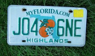 Florida 2012 License Plate J04 6ne With Oranges In The Middle