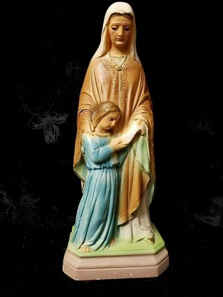 Vintage Columbia Statuary Saint Ann Virgin Mary Chalkware Religious Statue