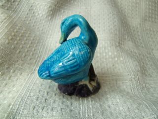 Chinese Export Turquoise Porcelain Or Shiwan Mud Duck Figurine