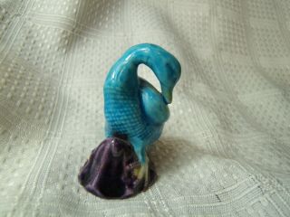 Chinese Export Turquoise Porcelain or Shiwan Mud Duck Figurine 3