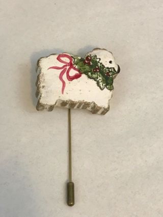 Vintage Christmas Sheep Stickpin Gift Collectible