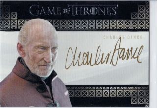Game Of Thrones.  Charles Dance As Tywin Lannsiter Valyrian St Gold Ink Autograph