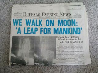 Vintage Buffalo Evening News - Moon Landing Newspaper 7/21 1969 - Buffalo,  Ny