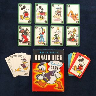 1941 Vintage Walt Disney Donald Duck Card Game By Whitman Complete Toy