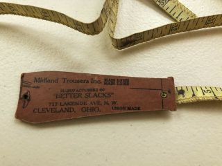 Vintage Midland Trousers Cleveland Ohio Tailor Sewing Measure Tape Leather End