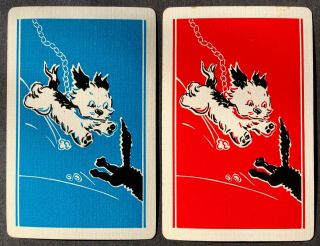 Vintage Swap/playing Cards - Dog Chasing Cat