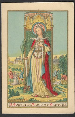 Saint Godelieve Antique Belgian Holy Prayer Card Booklet