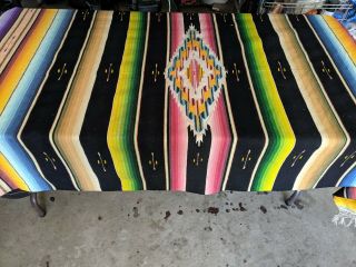 Vintage Mexican Serape Blanket - Authentic