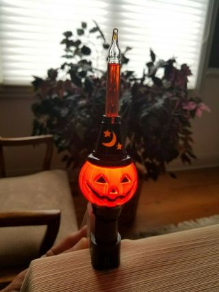 Orange & Black 7 3/4 " Tall Halloween Pumpkin Plug - In Bubble Light Decoration