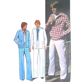 Vtg 70s Mccalls 4901 Mens Unlined Jacket Straight Leg Pants Casual Disco 42 Ff