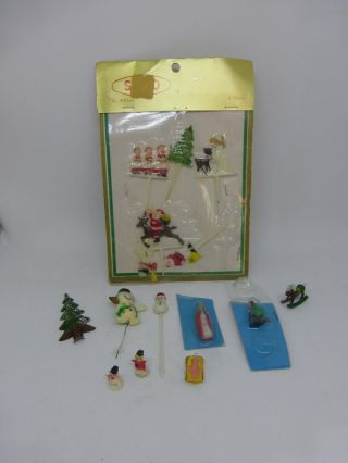 Vintage Christmas Plastic Picks Miniatures For Crafts One