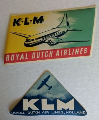 Klm Royal Dutch Airlines.  A Vintage And Luggage Labels