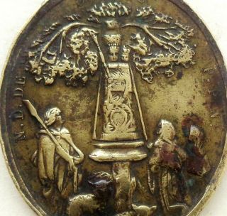Our Lady Of Montaigu & The Sanctuary - Antique Bronze Medal Pendant