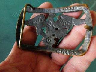 VINTAGE SOLID BRASS BELT BUCKLE CRAFTED BY MACH CO. 2