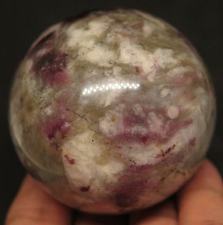 56mm 9.  4oz Natural Ruby Rubellite Jasper Crystal Sphere Ball
