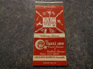 Old Matchbook Cover Hayward Wisconsin Wi The Turk 