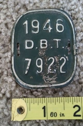 Rare Denver Colorado Metal Bicycle License Plate Tag 1946