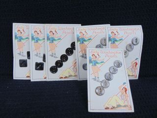 Vintage Lady Washington Pearls Buttons On Graphic Cards 26 Buttons Total
