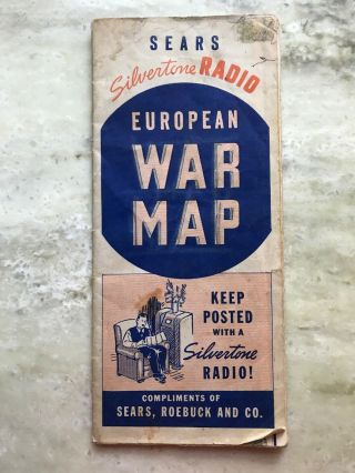 Antique European World War Ii War Map By Sears Roebuck