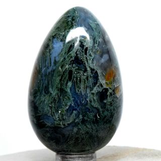 52mm Blue Green Moss Agate Egg Polished Gemstone Crystal Mineral - India,  Stand