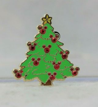Disney Parks Pin Jeweled Christmas Tree Mickey Mouse Ornaments Happy Holidays