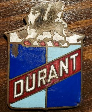 Durant Radiator Car Emblem Rare Vintage Enamel Porcelain Sign Badge