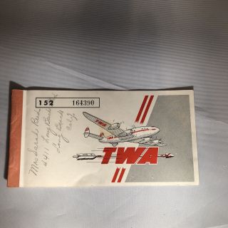 Vintage 1946 Twa Transcontinental & Western Air Passenger Ticket Dsm Phx Kc (mci)