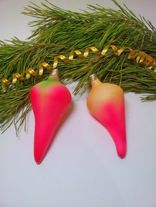 Russian Ussr Set Of 2 Peppers Glass Ornament Christmas Tree Decoration Year